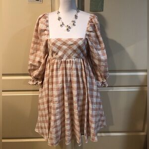 Gingham Puff Sleeve Dress